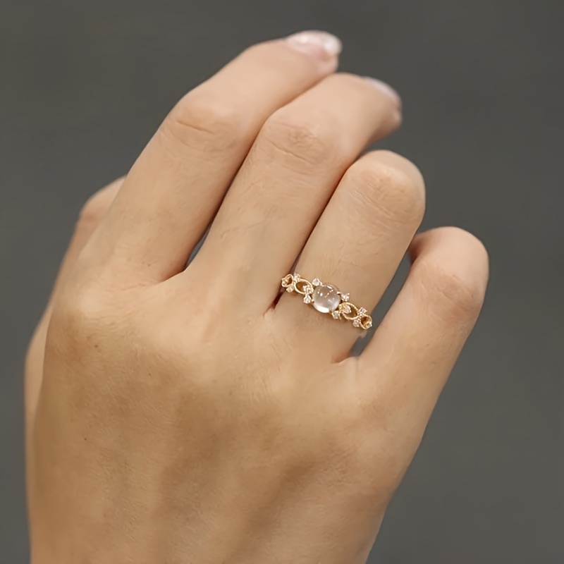 Moonstone Copper Ring with Sparkling Accents - Perfect for Her